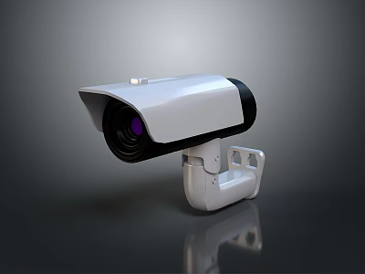 White Outdoor Security Camera With Night Vision Lens And Mounting Bracket 3d model