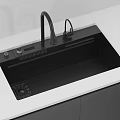 Modern Black Kitchen Sink With Integrated Faucet And Control Panel On White Countertop