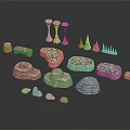 Stone Carving Decorative Items With Various Shapes And Textured Artistic Details