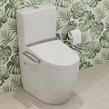 Contemporary Toilet Design With Leaf Pattern Wallpaper And Toilet Paper Holder
