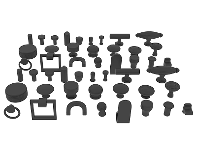 Various Types Of Black Furniture Handles With Different Styles And Shapes 3d model