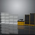 Modern Furniture White Shelves And Yellow Display Racks With Multi Tiered Structure