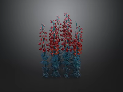 Vibrant Red Flowers With Blue Stems In Dense Cluster For Home Decoration 3d model