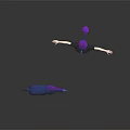 Character With Purple Horn In Black T Shirt And Blue Unicorn With Purple Mane Tail