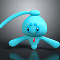 Cute Blue Cartoon Character with Long Ears Big Eyes and Red Chest Decoration