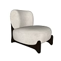 Modern Beige Upholstered Single Sofa With Black Legs And Rounded Design 3d model