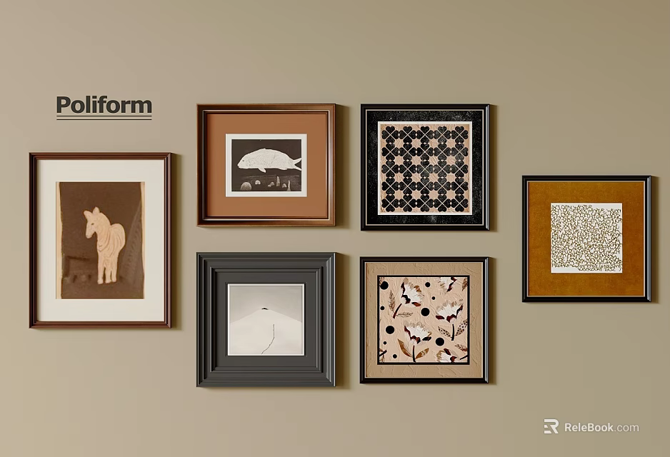 Poliform Photo Wall With Various Frames And Art Prints Home Decor 3d model 