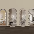 Modern Cream Style Floor Mirror Full-length Mirror Dressed Mirror Irregular Mirror 3d model