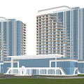 Modern High Rise Residential Buildings Featuring Glass Curtain Walls And White Exterior Design