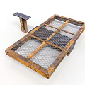 Rusted Metal Mesh Platform Structure With Side Stand And Industrial Design