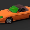 Orange Convertible Car with Green Windshield and Brown Soft Top Stylish Exterior Design