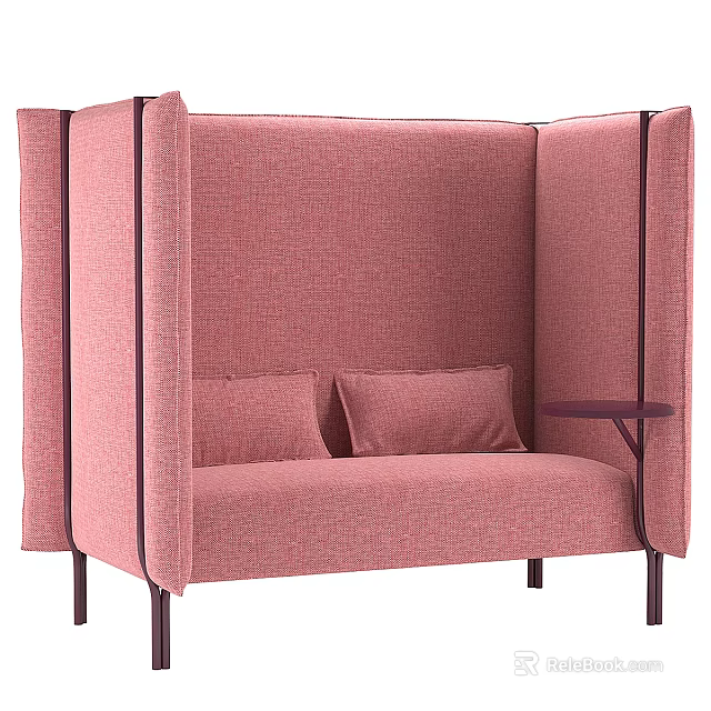 Modern Pink Fabric Single Sofa With Two Cushions And Side Table Design 3d model