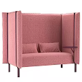 Modern Pink Fabric Single Sofa With Two Cushions And Side Table Design 3d model