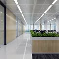 Public open office area large office desks and chairs 3d model