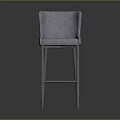 Light Purple Quilted Fabric Bar Stool With Metal Cross Support Legs