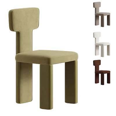 Modern Velvet Single Chair In Olive Green With Unique Backrest And Multiple Color Options 3d model