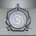 Futuristic Tech Device Frame With Purple Blue Spiral Design And Stable Base