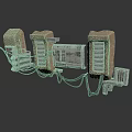 Complex Industrial Mechanical Equipment Featuring Metal Structures Pipes Enclosures And Cables