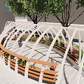 Pocket Park Creative Corridor Frame Arch Flower Frame Arch Corridor Frame Pot Placement Rack Leaf Vein Corridor Frame Metal Frame Metal Structure Flower-shaped Sitting Stool 3d model
