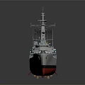 Classic Warship Model Display With Gray Hull Red Bottom Main Turrets And Deck Structures 3d model