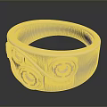 Elegant Gold Ring With Three Gemstones And Intricate Swirl Design