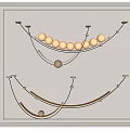 Elegant Modern Curved Chandelier Design With Golden Metal Frame And Circular Light Bulbs