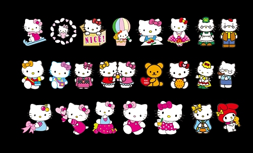 2D Cartoon Hello Kitty Silhouette 3d model