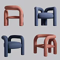 Modern Minimalist Leisure Chairs With Pink And Blue Curved Arms Sleek Design