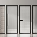 Modern Interior Doors With Black Frames And Various Textured Glass Panels 3d model