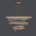 Modern Three Tier Circular Chandelier With Wavy Lines And Warm Metallic Lighting