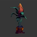 3D Cartoon Scene Featuring Colorful Flower With Green Leaves And Vibrant Pot