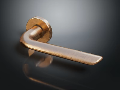 Brass Door Handle With Modern Sleek Design And Polished Finish For Home 3d model