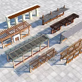 Various Wooden Pergolas Featuring Different Roofed Structures And Outdoor Design Styles 3d model