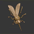 Golden Mosquito Sculpture With Detailed Metallic Design And Artistic Features