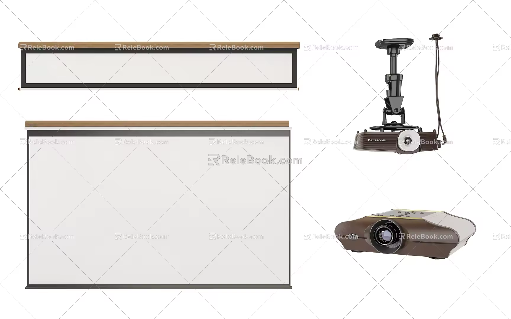 Modern projection curtain projector combination 3d model