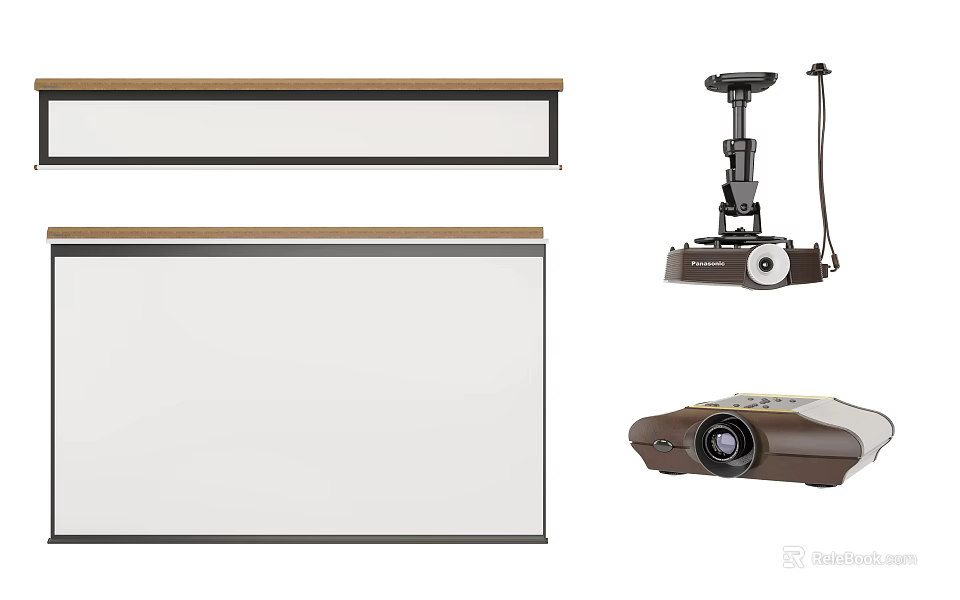 Complete Projection Monitoring System Installation Setup With Projection Screens And Projectors 3d model 