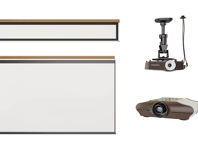 Complete Projection Monitoring System Installation Setup With Projection Screens And Projectors 3d model