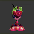 Raspberry Character With Biological Elements Such As Green Leaves Yellow Antennae And Checkered Base