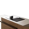 Modern Kitchen Interior With Dark Light Wood Cabinets Counter And Oven