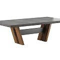 Modern Office Desk With Wooden Top And Six Metal Frame Chairs