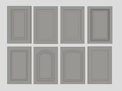 Gray Cabinet Door Panels Featuring Various Styles And Detailed Designs 3d model