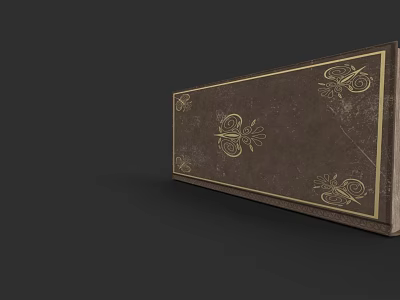 Elegant Brown Hardcover Book With Intricate Golden Patterns And Gold Border 3d model