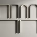 Set of Metallic Door Arches with Different Shapes on Gray Background