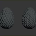 Four Geometric Patterned Biological Eggs With Detailed Textures On Dark Background