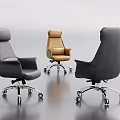 Modern Ergonomic Office Chair With High Back Leather Upholstery Swivel And Rolling Wheels