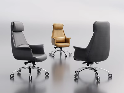 Modern Ergonomic Office Chair With High Back Leather Upholstery Swivel And Rolling Wheels 3d model