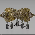 Ornate Gold Floral Hair Accessory With Crystal Tassels And Decorative Gems