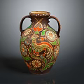 Elegant Decorative Vase With Two Handles Colorful Phoenix And Floral Patterns