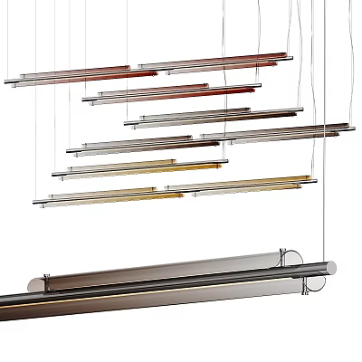 Modern Linear Chandeliers With Multiple Metallic Bars And Hanging Design For Contemporary Spaces 3d model