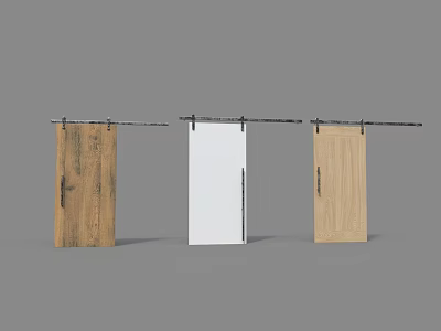 Three Stylish Sliding Doors in Dark Light Wood and White for Home Interior 3d model